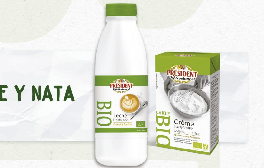 La gama está formada por una botella de 1.5L de leche hostelería, un bloque de mantequilla de 500g con 82% de materia grasa, micro tarrinas de mantequilla con 82% de materia grasa, un brick de 1L de