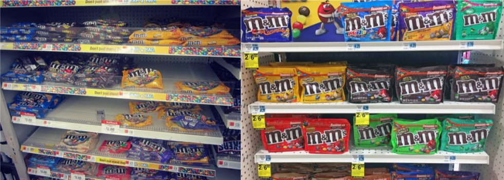 La compañía pone de ejemplo a M&M´s, que dejó de estar “tumbado” en el lineal para estar de pie, lo que se tradujo en Estados Unidos en un incremento de las ventas del 7%.