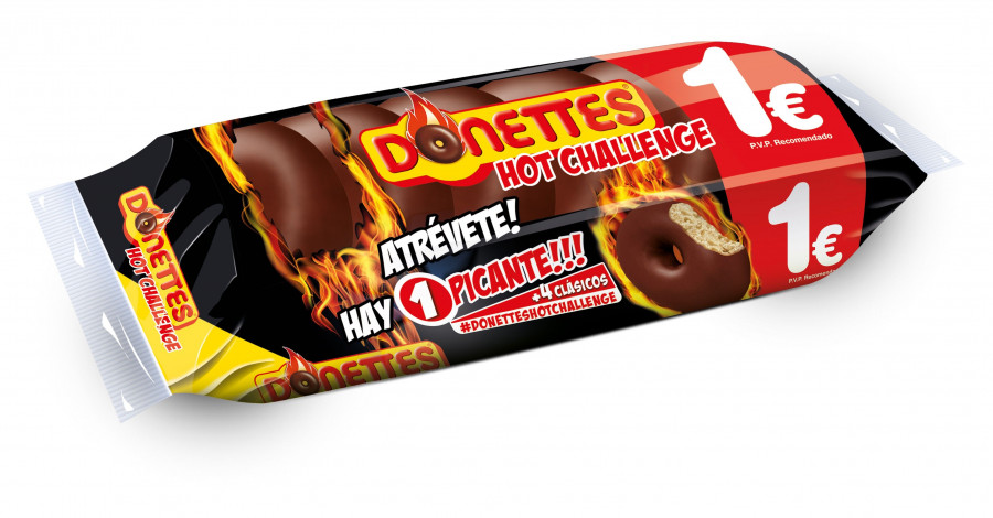 En los nuevos packs de Donettes Hot Challenge, uno pica y el resto no, pero es imposible saber cuál hasta que se prueba.