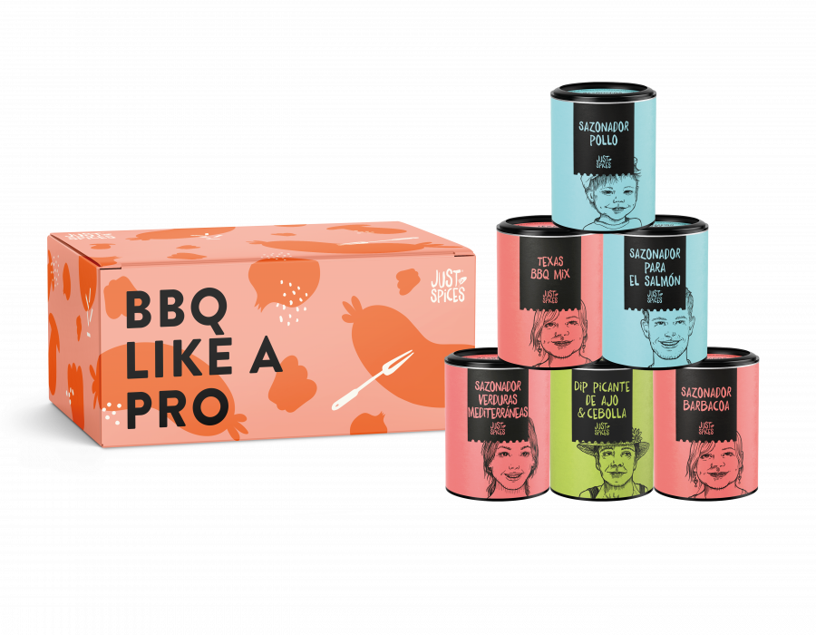 JustSpices 6er bbq like a pro Gewuerzbox MS CMYK box with cans 32,99EUR