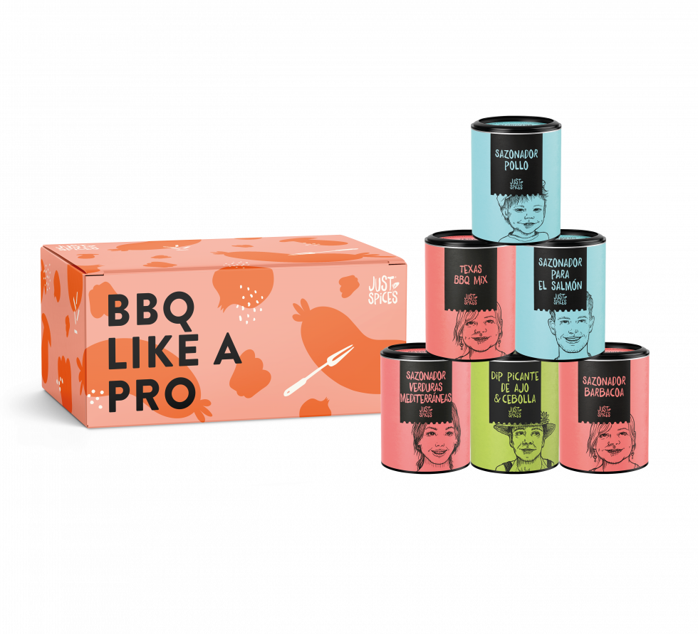 JustSpices 6er bbq like a pro Gewuerzbox MS CMYK box with cans 32,99EUR